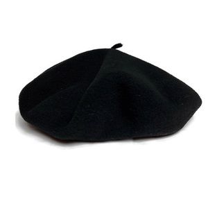 LAULHERE Vintage Original Basque Lined Black Beret 100% Wool